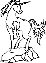 coloriage licorne sur rocher